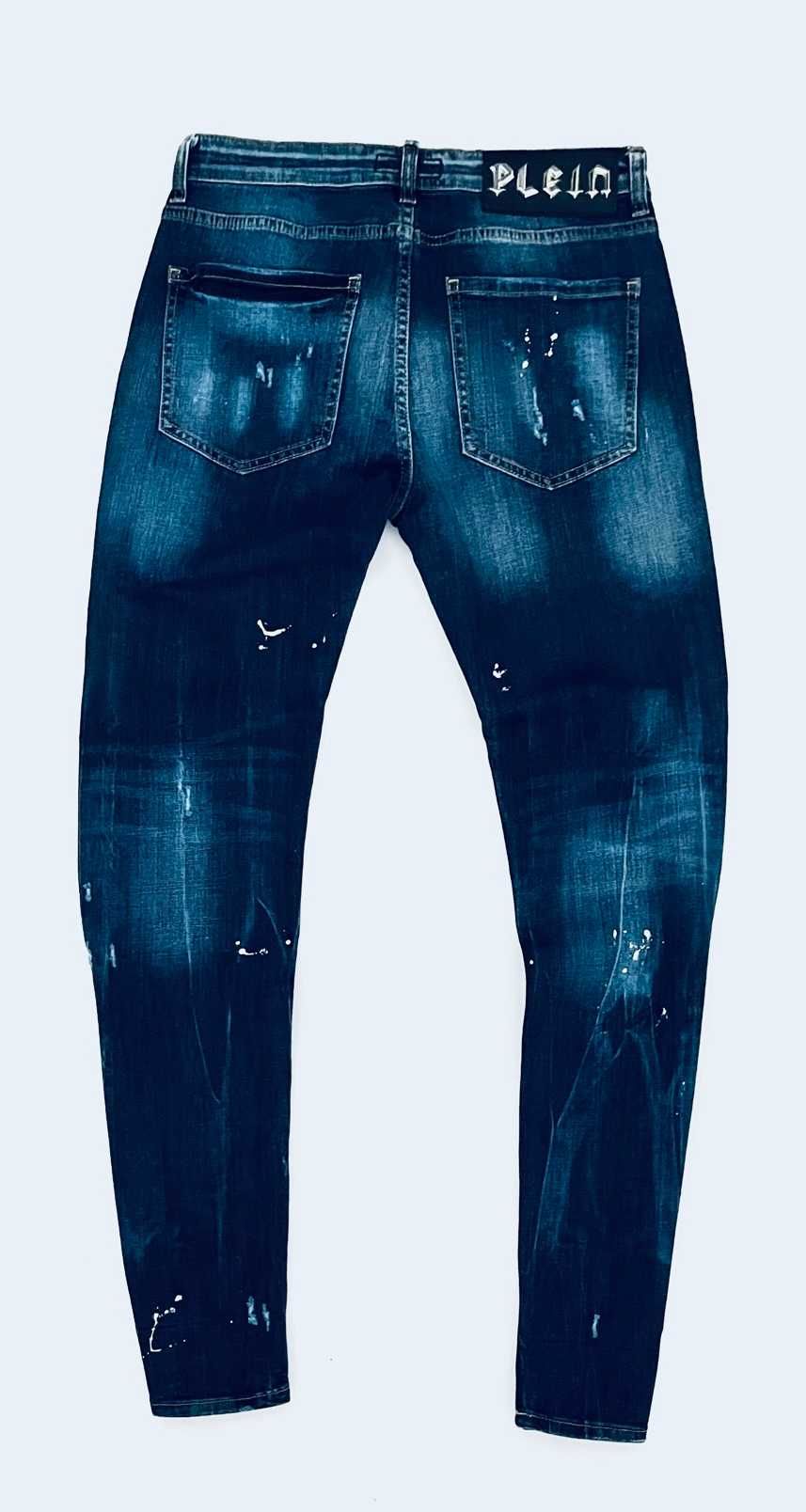 Philipp Plein jeansy spodnie męskie granat rozm M