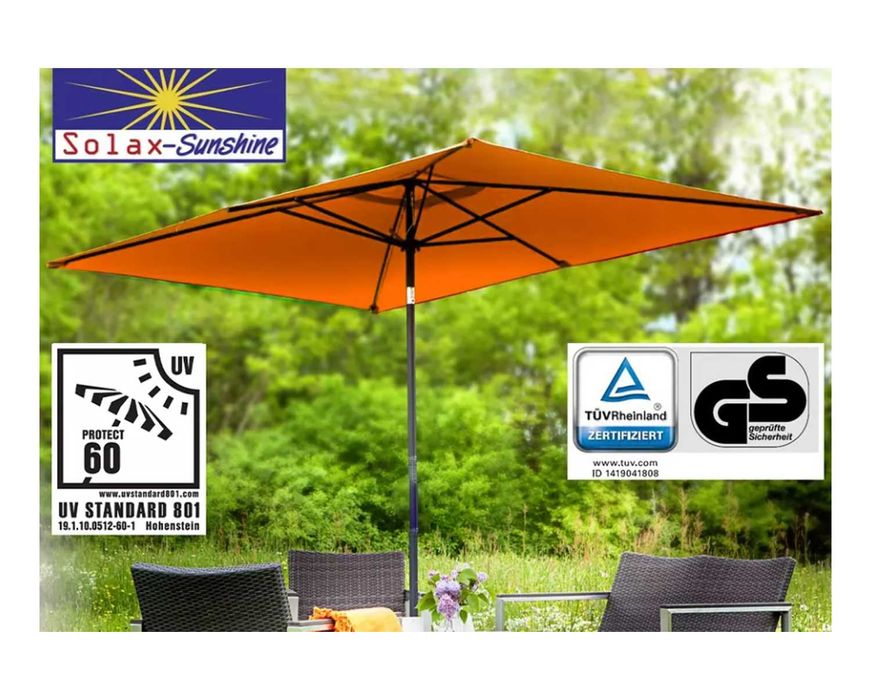 Parasol ogrodowy XXL 2x3m ochrona UV 60 prostokąt terrakota beż DEMO