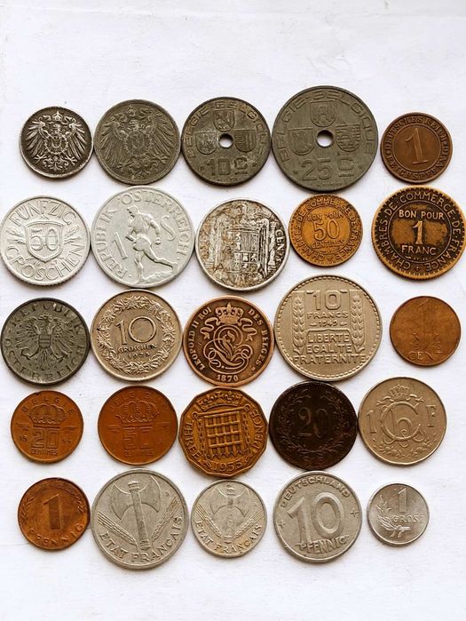 Старовинні монети світу 25шт.Старинные монеты мира 18шт.набор N3