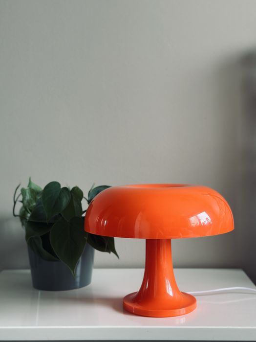 Pomarańczowa retro lampka grzybek bauhaus space age