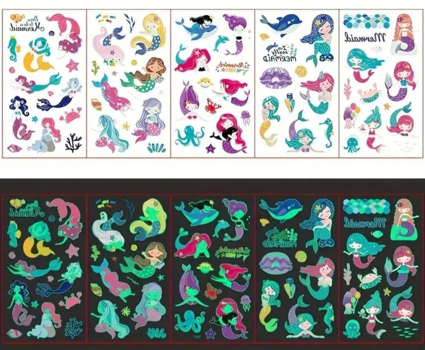 Tatuaże dziecięce SYRENKA świecą!