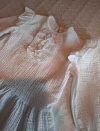 Zwiewna tunika sukienka z muślinu handmade 86