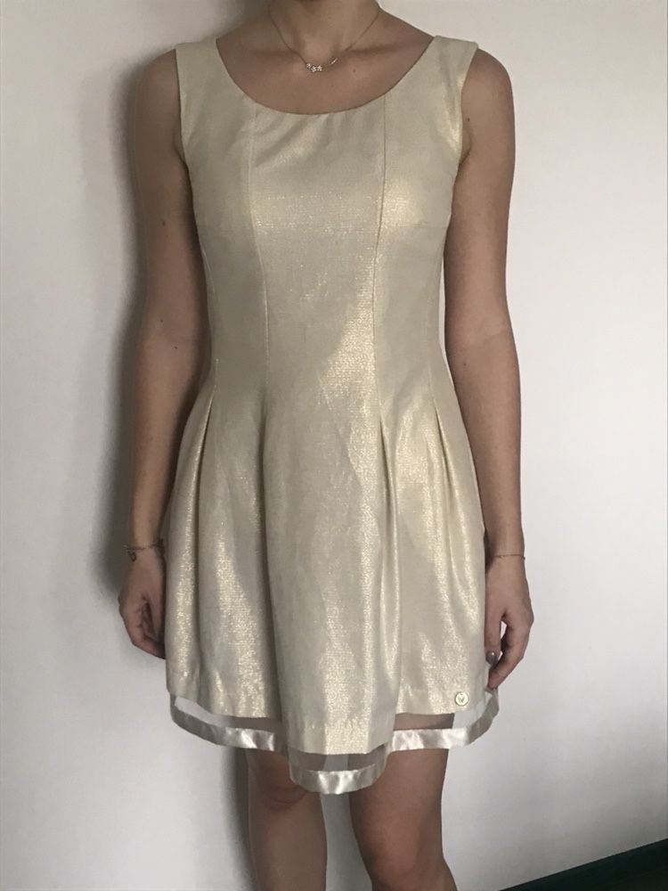 Sukienka okolicznościowa - 36, złota, połyskująca