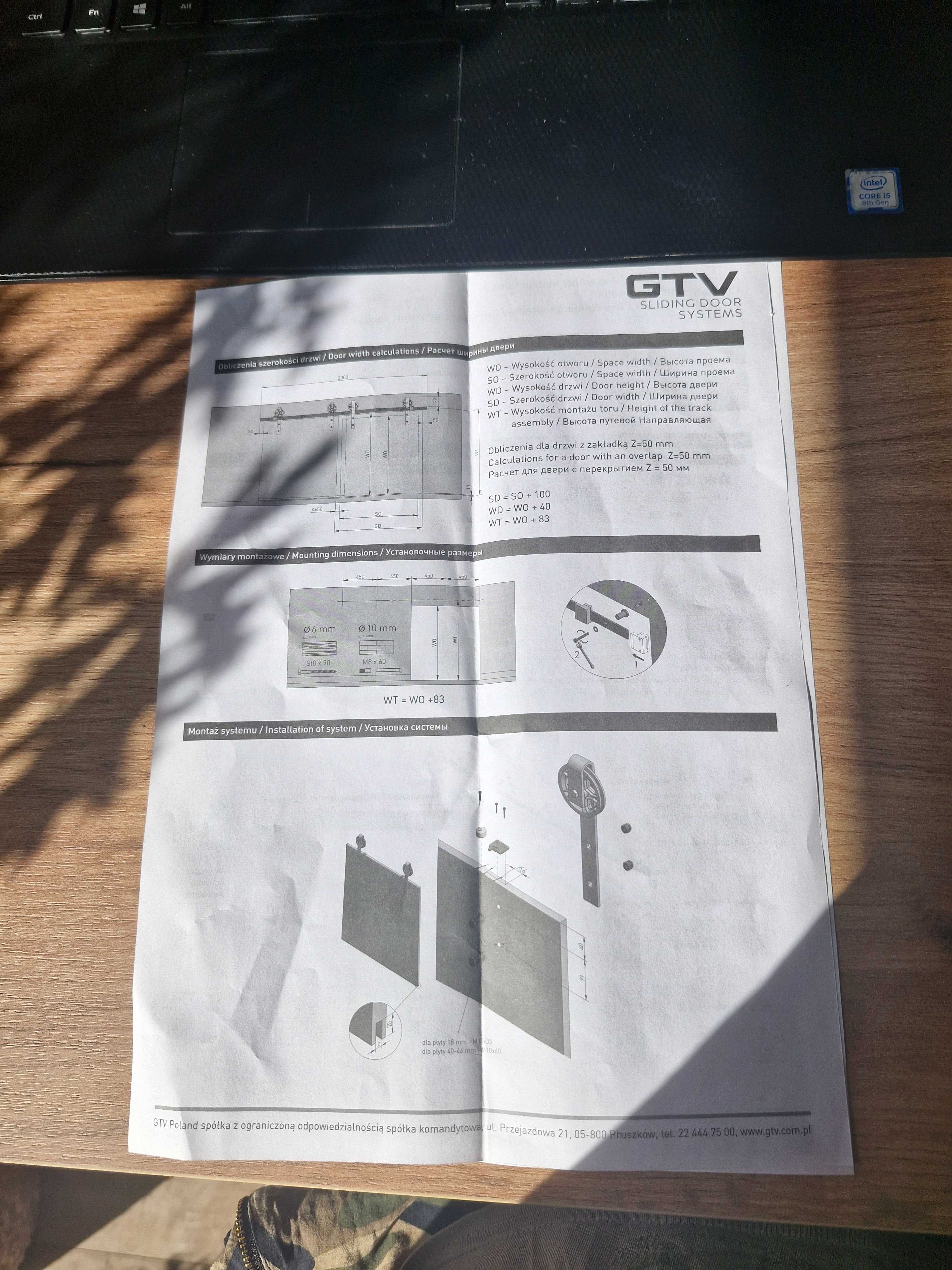 Zestaw ślizgowy przesuwny do drzwi LOFT GTV