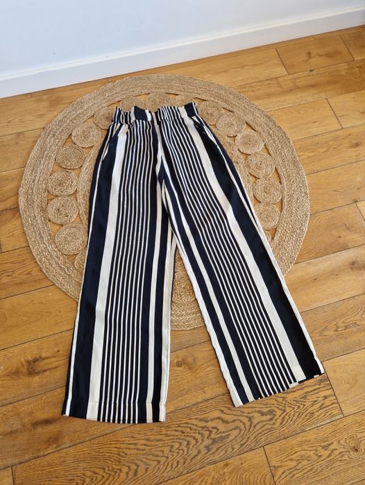 M&S M 38 L 40 spodnie materiałowe palazzo szwedy wysoki stan szerokie