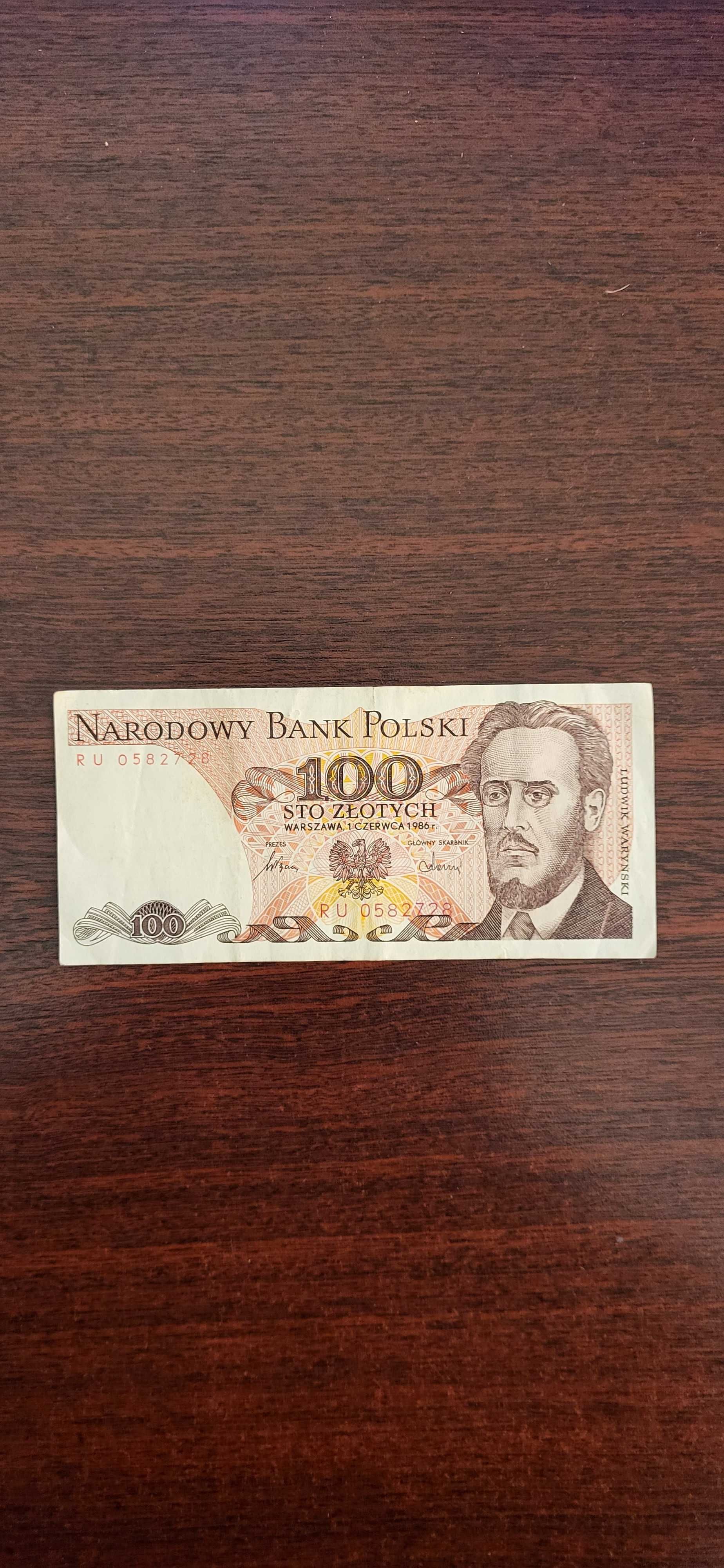 Banknot Ludwik Waryński 100 zł., 1986 r.