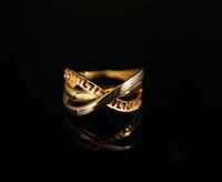Złoto 585 - złoty pierścionek z greckim wzorem rozm 17