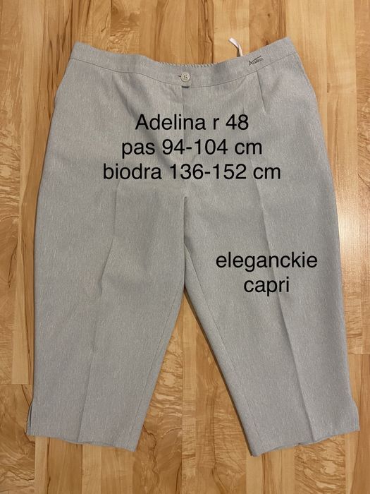Adelina 48 4XL seledynowe spodenki spodnie capri na kant