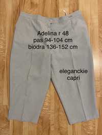 Adelina 48 4XL seledynowe spodenki spodnie capri na kant