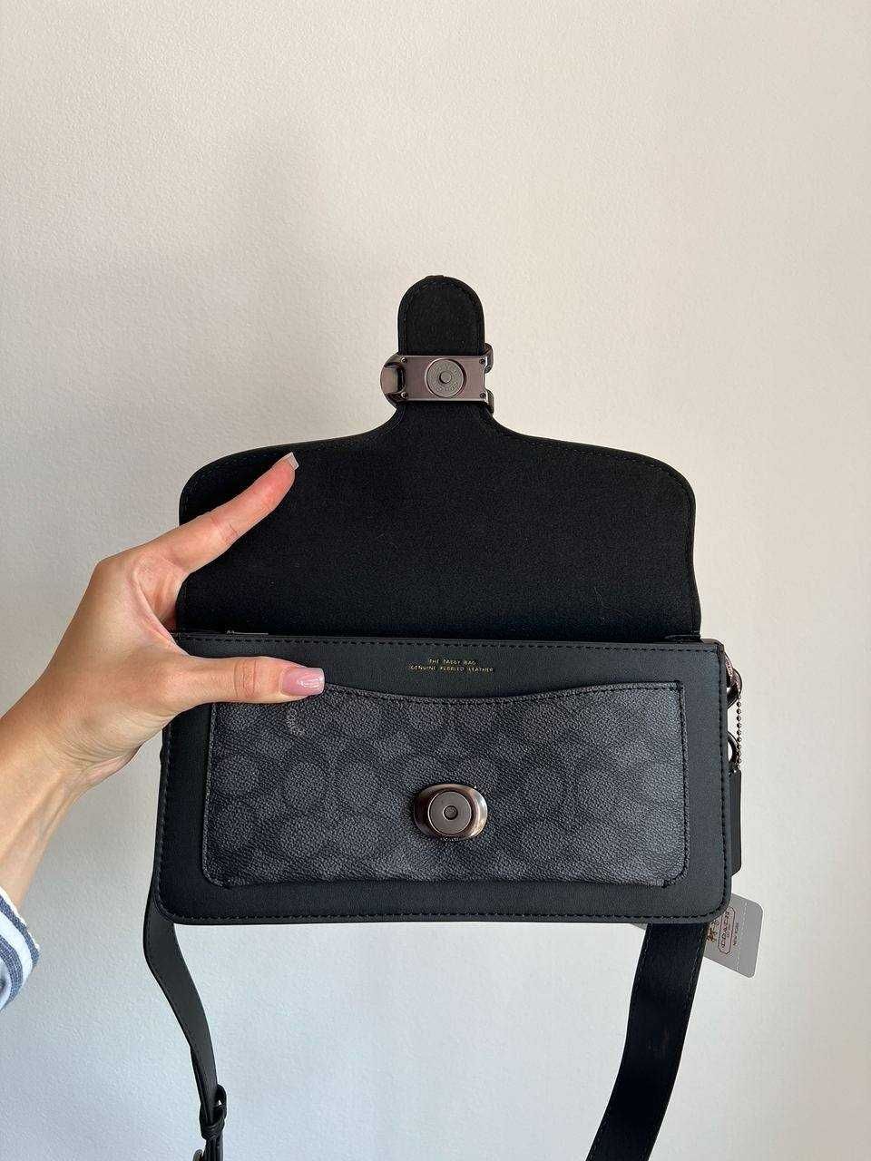 Coach Tabby Black Grey Shoulder Bag Signature Canvas