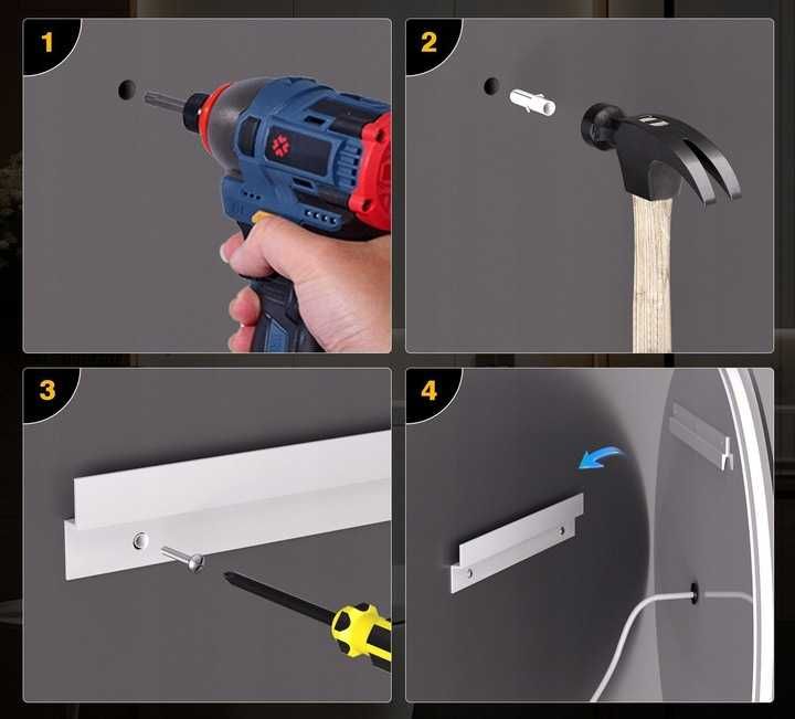 GIMBELEN okrągłe lustro LED 50 cm z zimnym światłem IP44