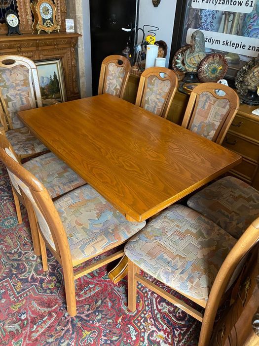 Zestaw Stół rozkładany + 8 krzeseł z Niemiec Dąb rustykalny DOWÓZ