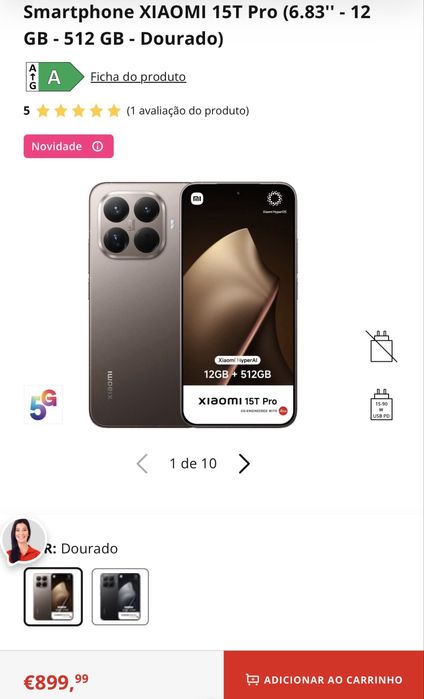 Xiaomi 15T Pro com 512 Gb dourado