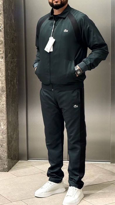 LACOSTE зеленый спортивный мужской костюм штаны зип-худи