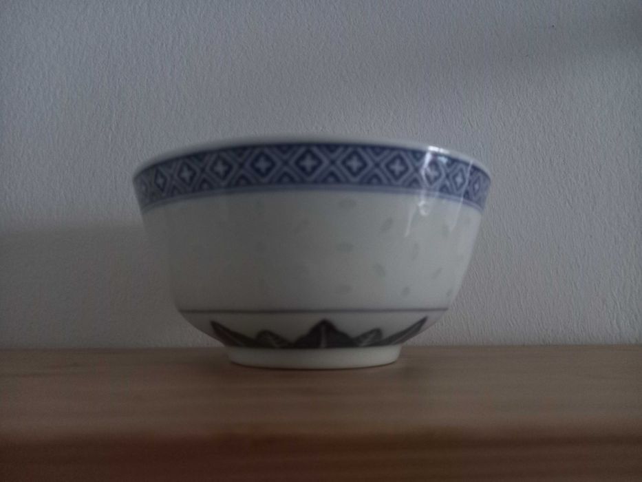 Taça chinesa azul e branca