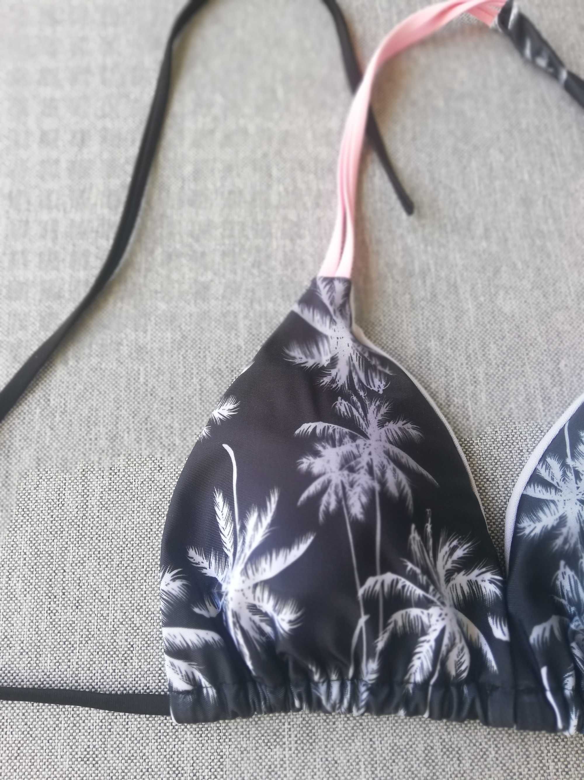 Biquini Bikini triângulo preto e rosa