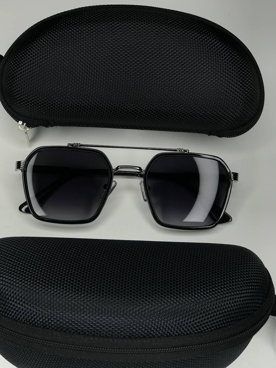Солнцезащитные очки Van Regel черные квадратные с двойной переносицей