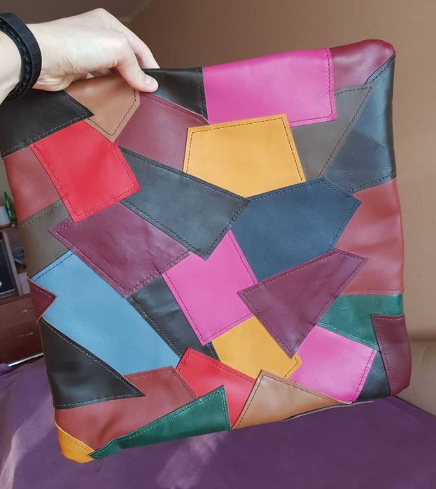Шкіряна подушка. Hand made. Печворк