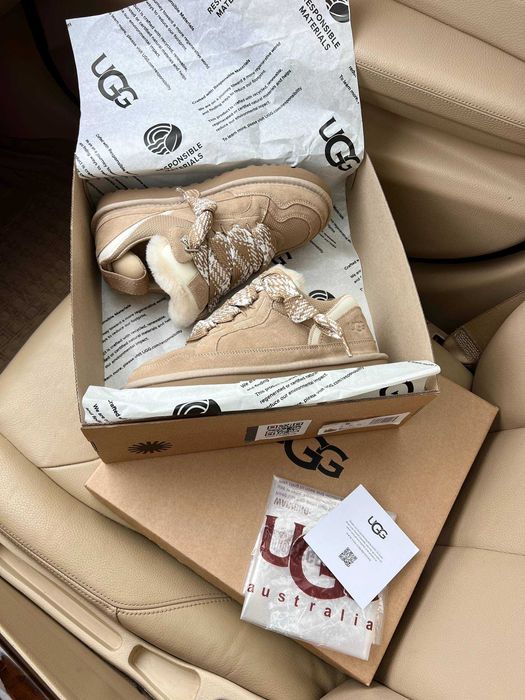 Женские ботинки UGG Lowmel Sneaker Beige 36-41 Натур Овчина! Купить!