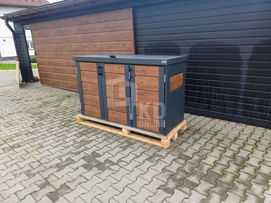 Zabudowa Koszy Na Śmieci Wiata Obudowa 177X65X110 Cm 3X120L Tkd345