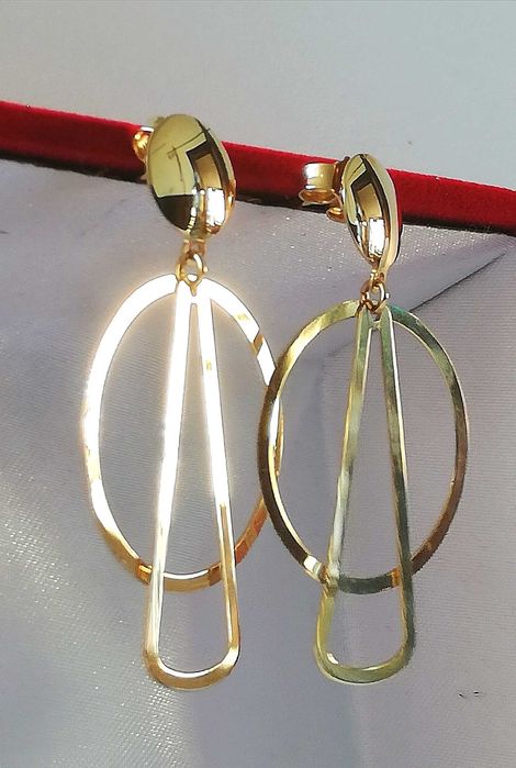 WŁOSKIE bajkowe złote kolczyki wiszące na bogato błyszczące lśniące