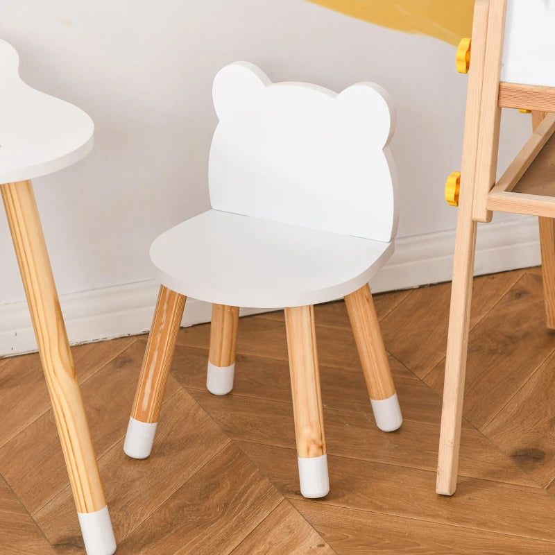 HOMCOM Conjunto Infantil de Mesa e 2 Cadeiras de Madeira Móveis Infant