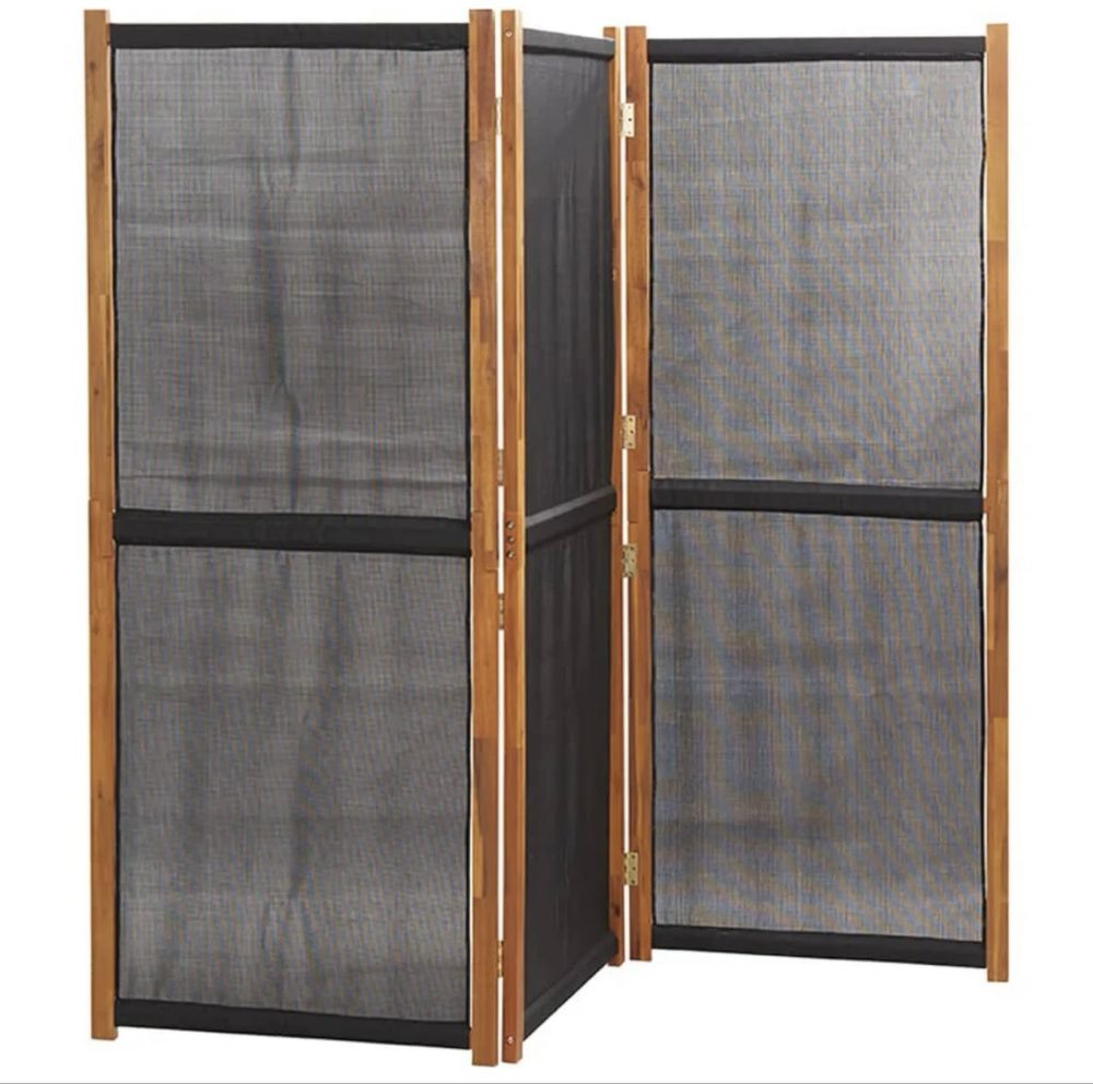 Divisória/biombo com 3 painéis 220x170 cm preto