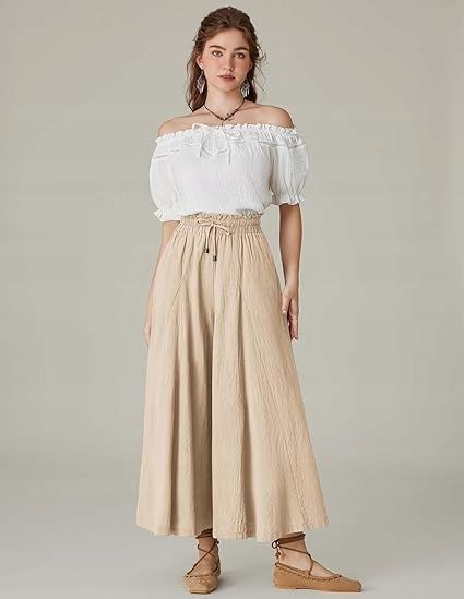 Scarlet Darkness Damskie Spodnie z Szerokimi Nogawkami Wysoki Stan XL