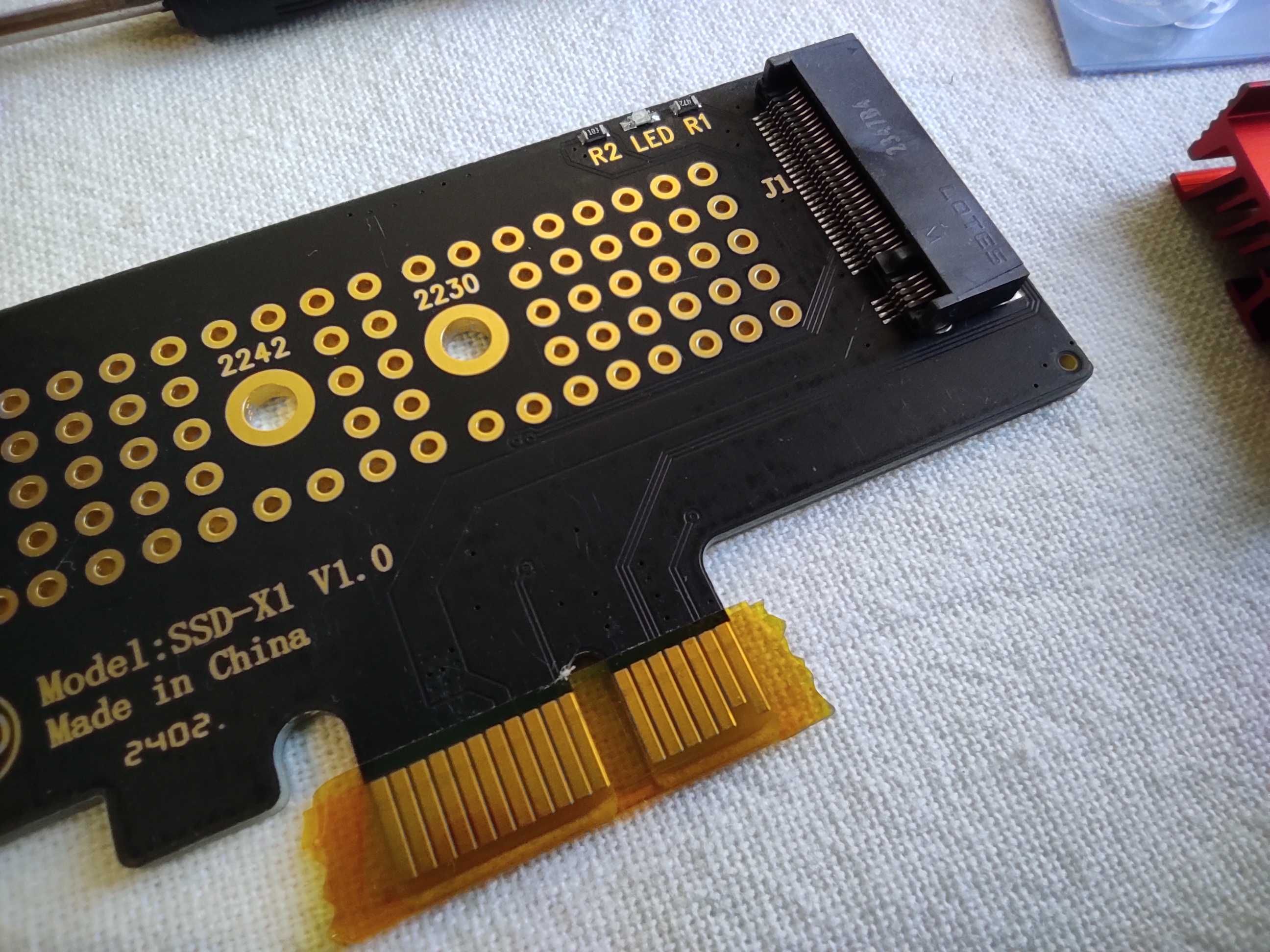 Адаптер M2 NVMe PCI-E 4.0 x1 с радиатором и термопрокладкой