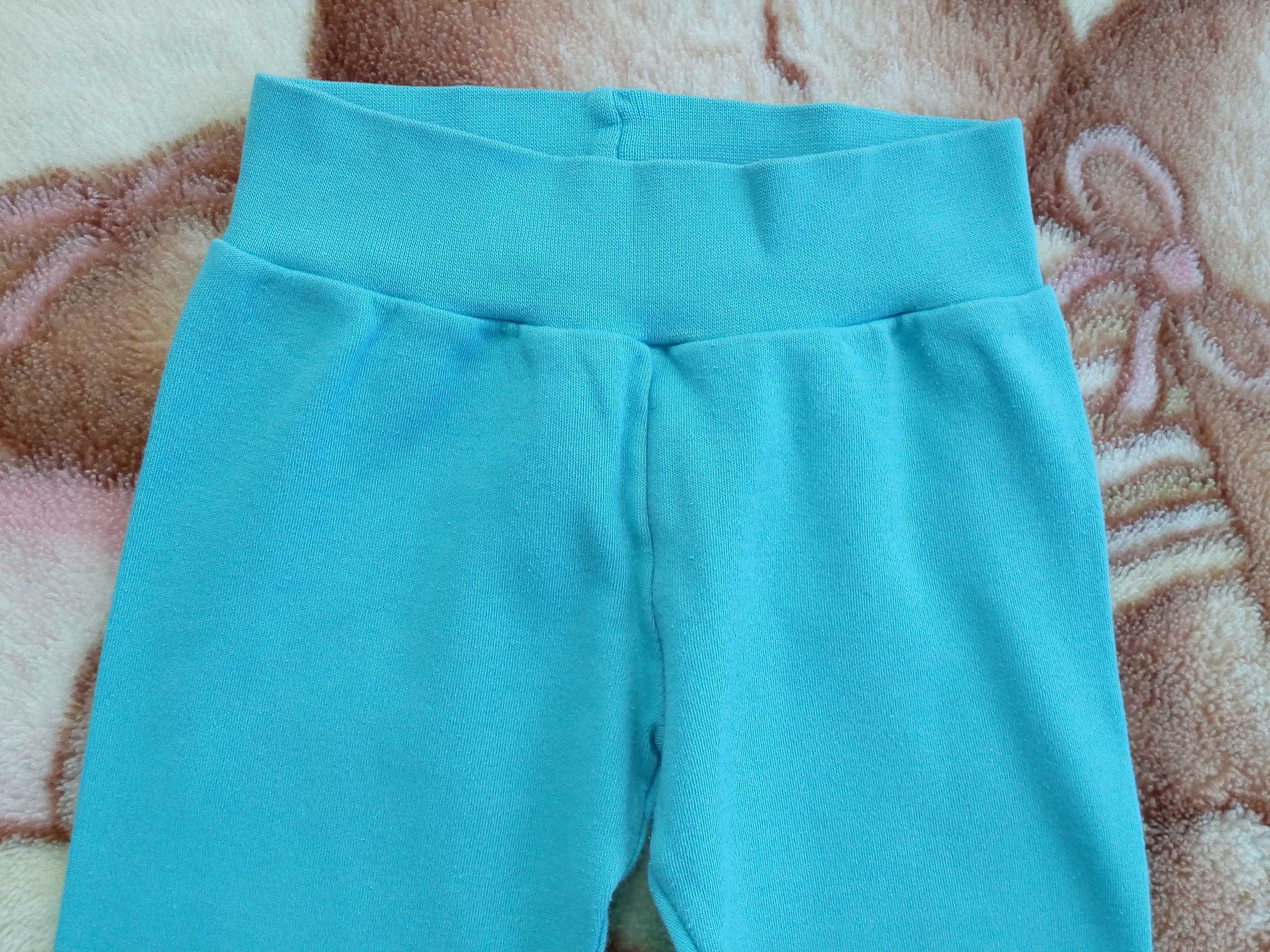 Niebieskie jednokolorowe spodnie legginsy ok. 80 - 86