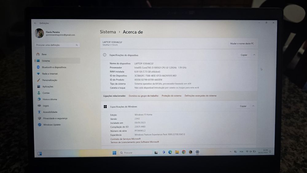 Computador Portátil Lenovo IdeaPad 3 15IIL05
