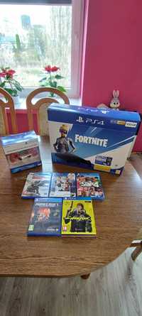 Sony PlayStation 4 Slim 500GB + Fortnite + Pad + 5x Gry !!!  JAK NOWE