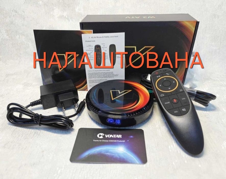 Vontar w2 4/32 з аеропультом,з опціями, приставка андроід до тв