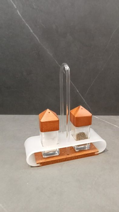 Designerski PRZYPRAWNIK z 2 pojemnikami szklanymi,włoski z Biesse