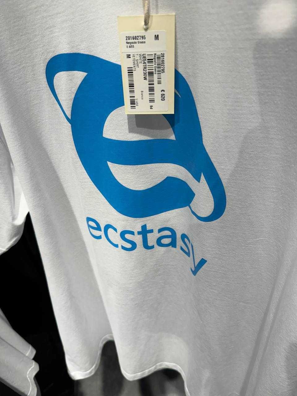 Мужская белая футболка Vetements ecstasy футболка оверсайз Ветмо f639