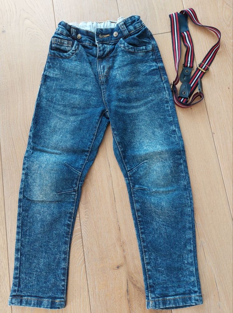 Spodnie dżinsy rozmiar 104, na szelkach