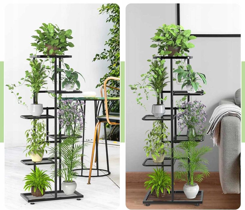 Kwietnik metalowy 6-poziomowy piętrowy stojak doniczki rośliny kwiaty