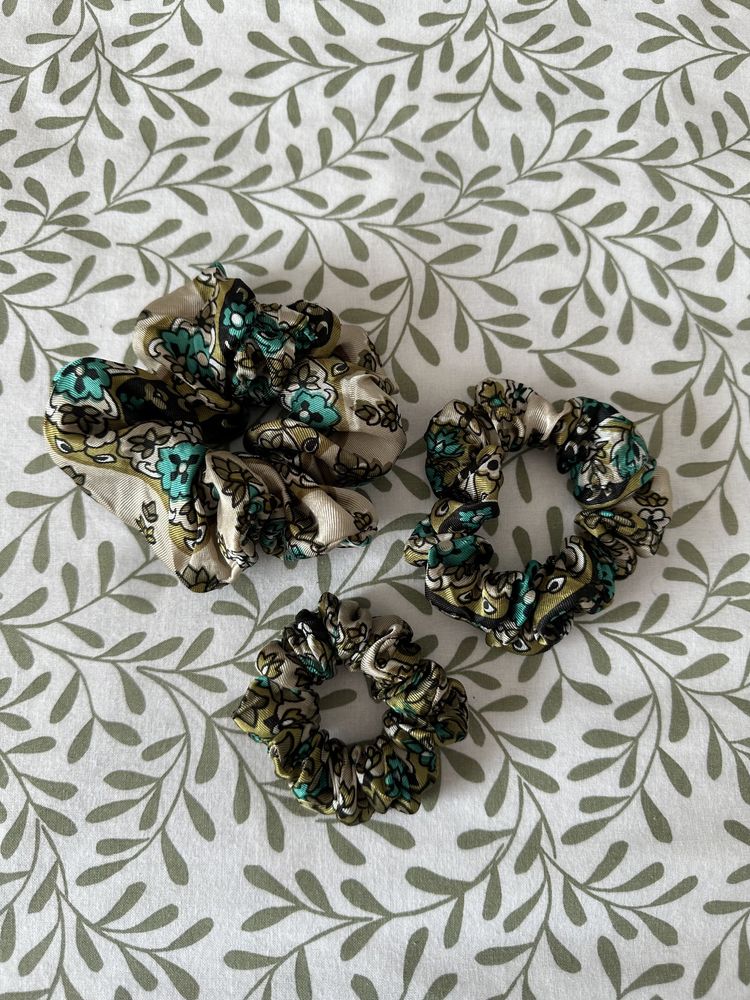 Zestaw 3 gumek do włosów scrunchie frotka akcesoria do włosów Handmade