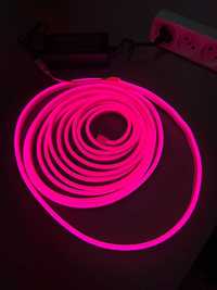 Неон 220В Розовый 5м - гибкий LED NEON 12V + блок 220 вольт