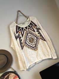 Pull&Bear M/L/Xl sweterek boucle lekki 38/40/42 aztec aztecki wzor