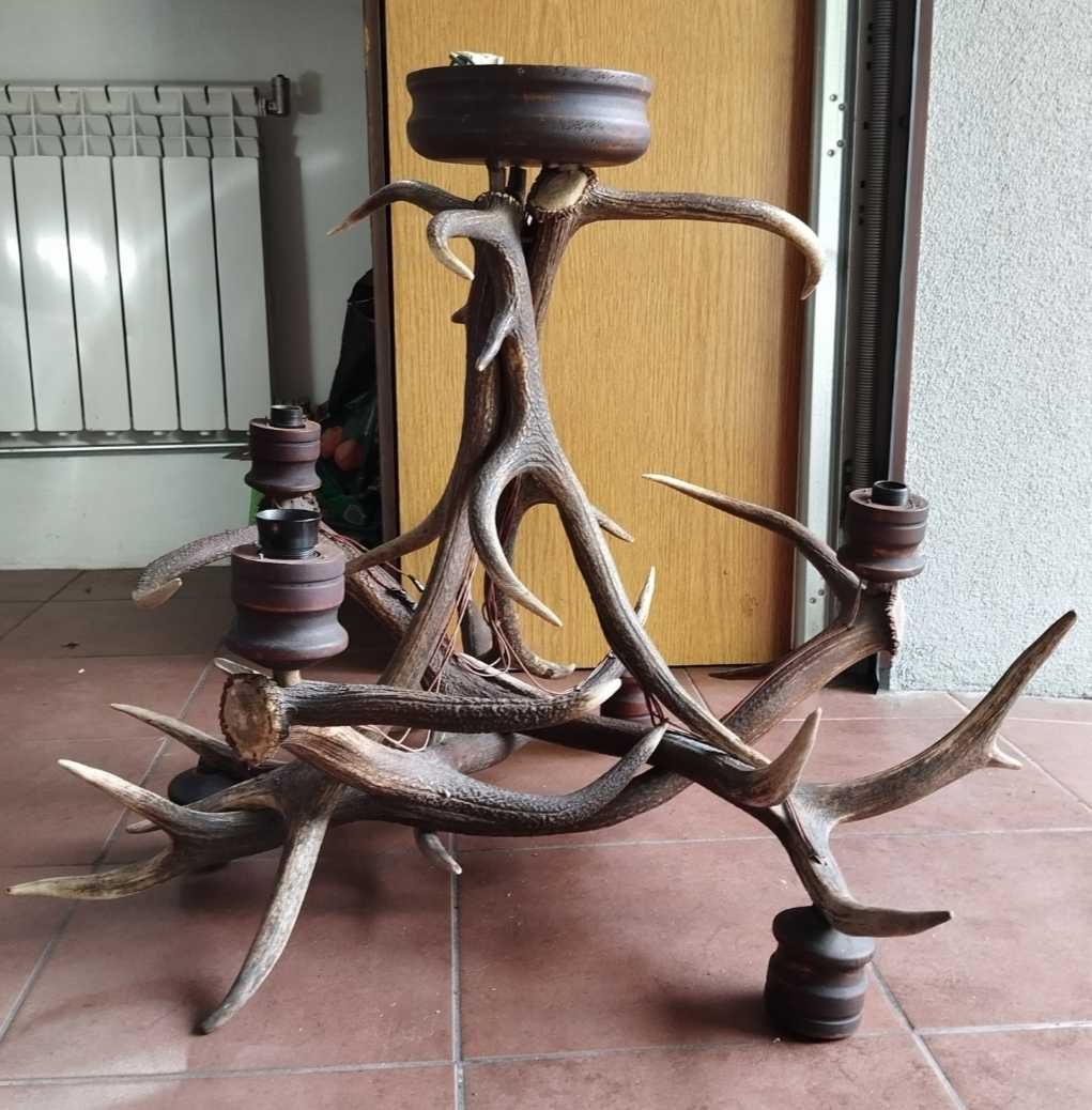 Żyrandol z poroża jelenia