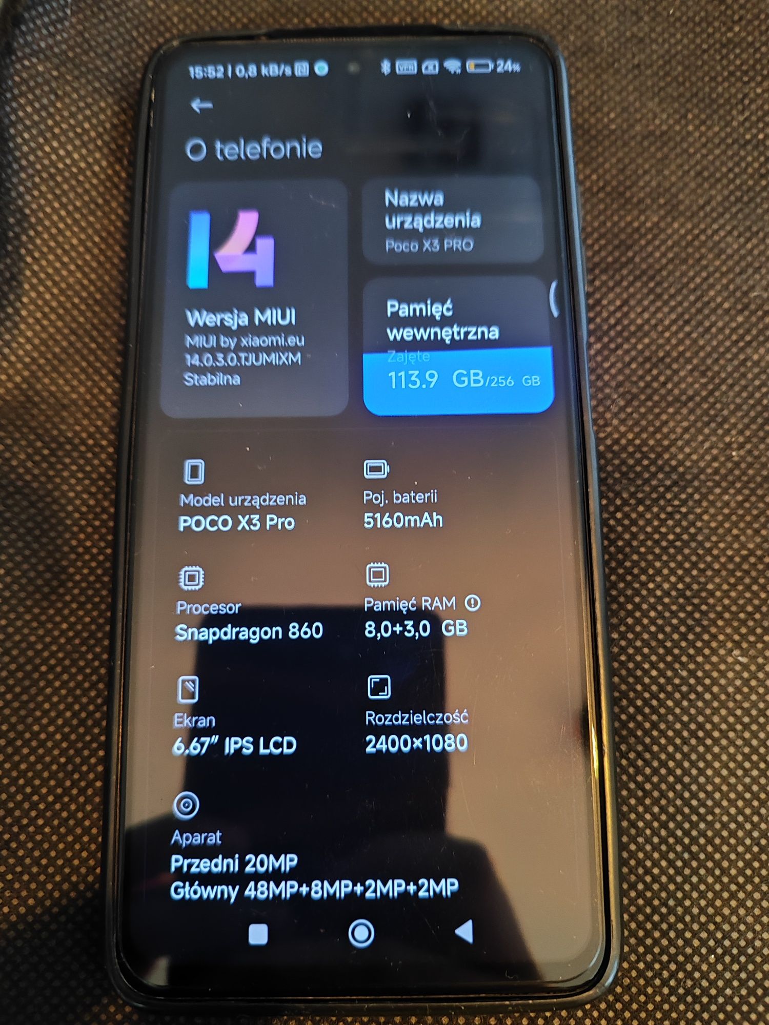 Poco X3 Pro 8/256GB używany + etui + szkło aparat/ekran