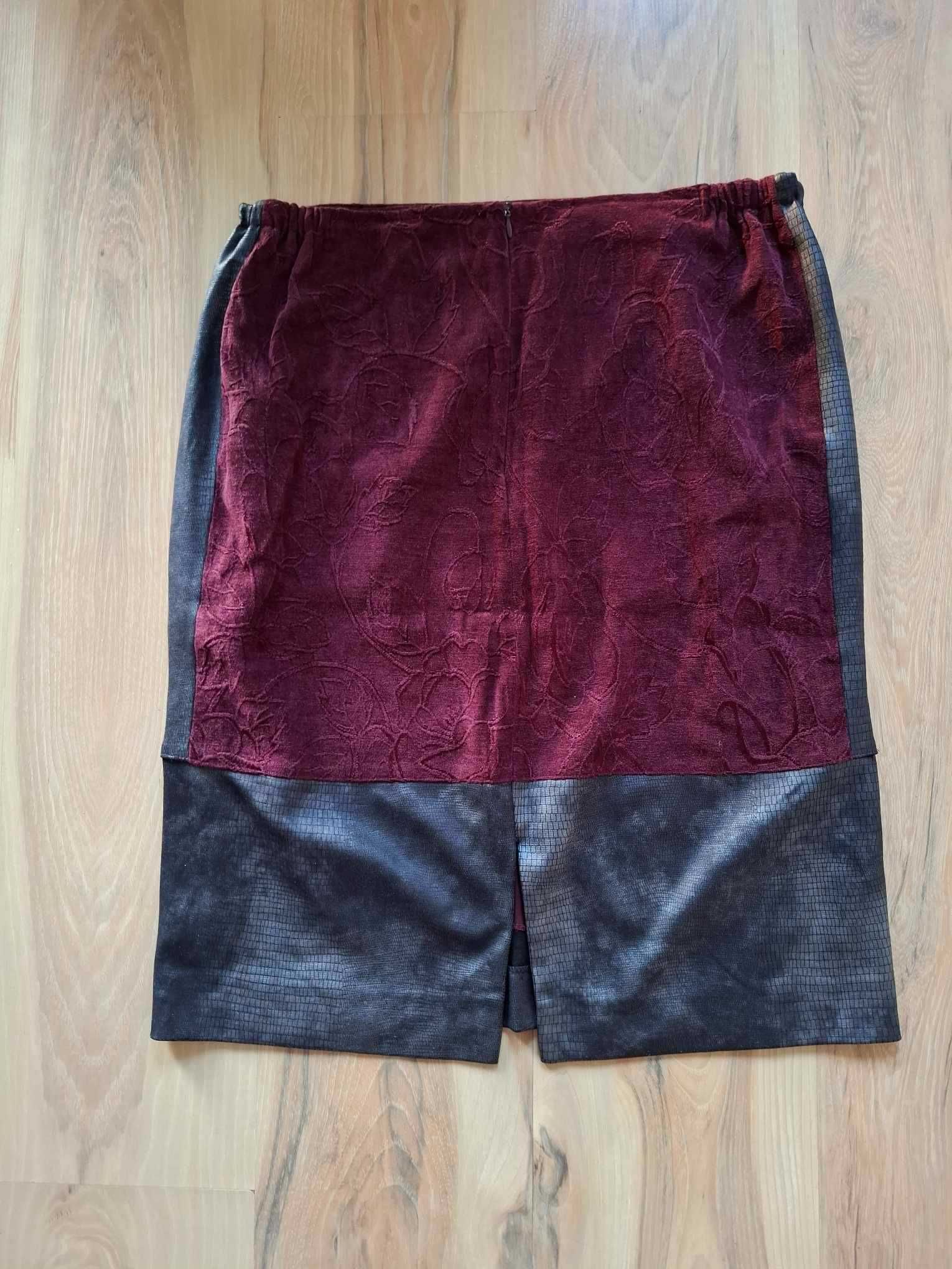 XL Amadeusz bordowa burgundowa spódnica vintage retro bordowy szara