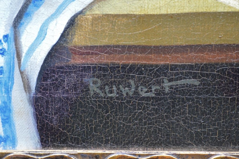 Картина, подпись Ruwet "Натюрморт". Холст, масло. Размер 70 х 101 см..