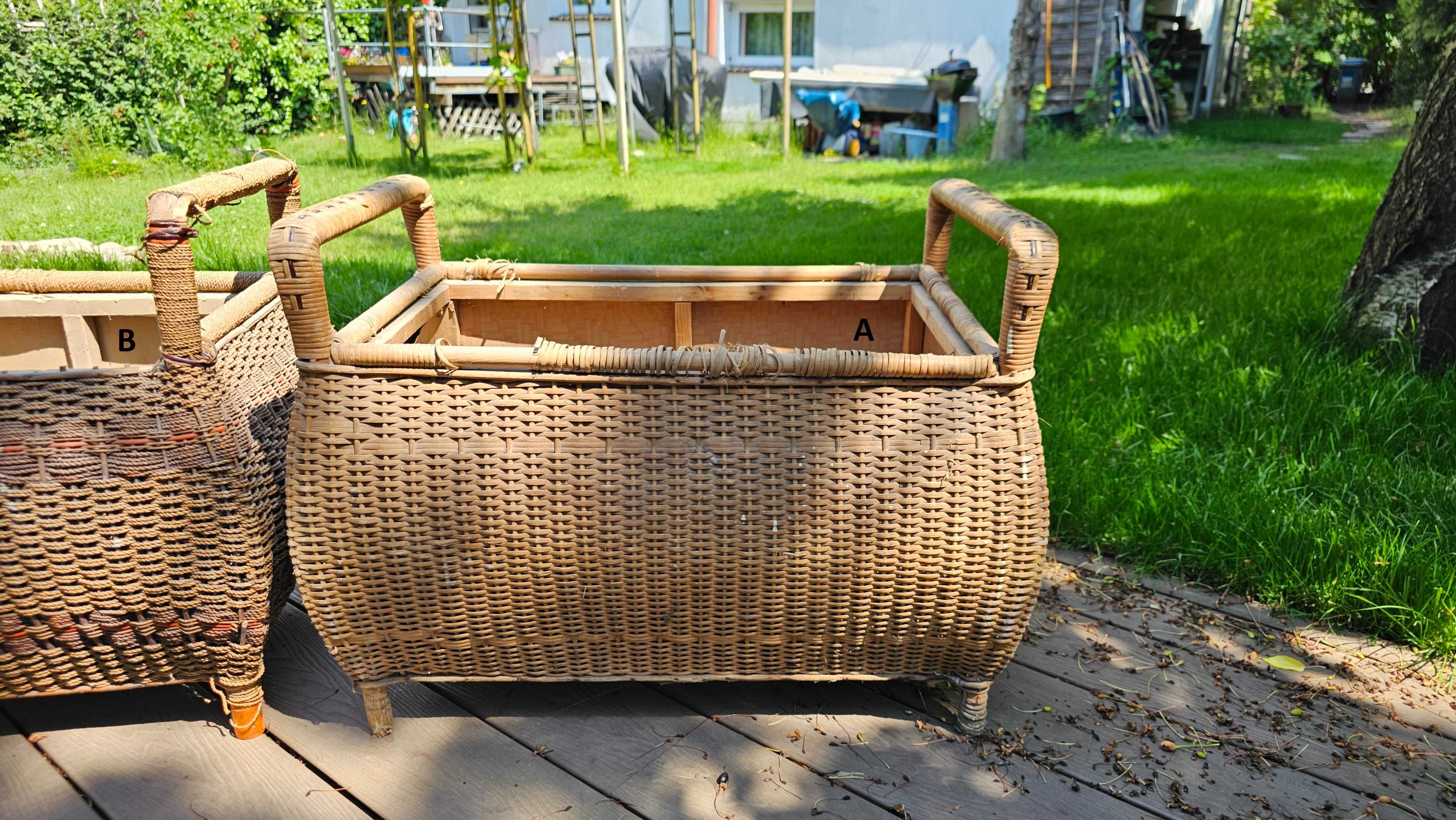 Duży kosz wiklinowy na drewno, itp.