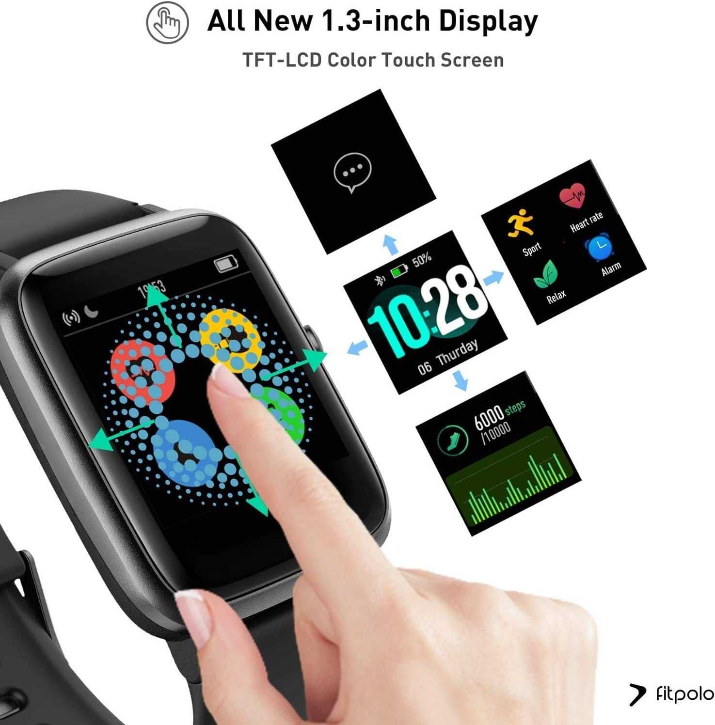 Letscom ID205L smartwatch sen kroki tętno IP68 SMS GPS sen
