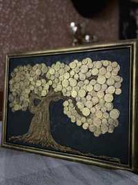 Картина денежное дерево подарок ручной работы сувенир пано