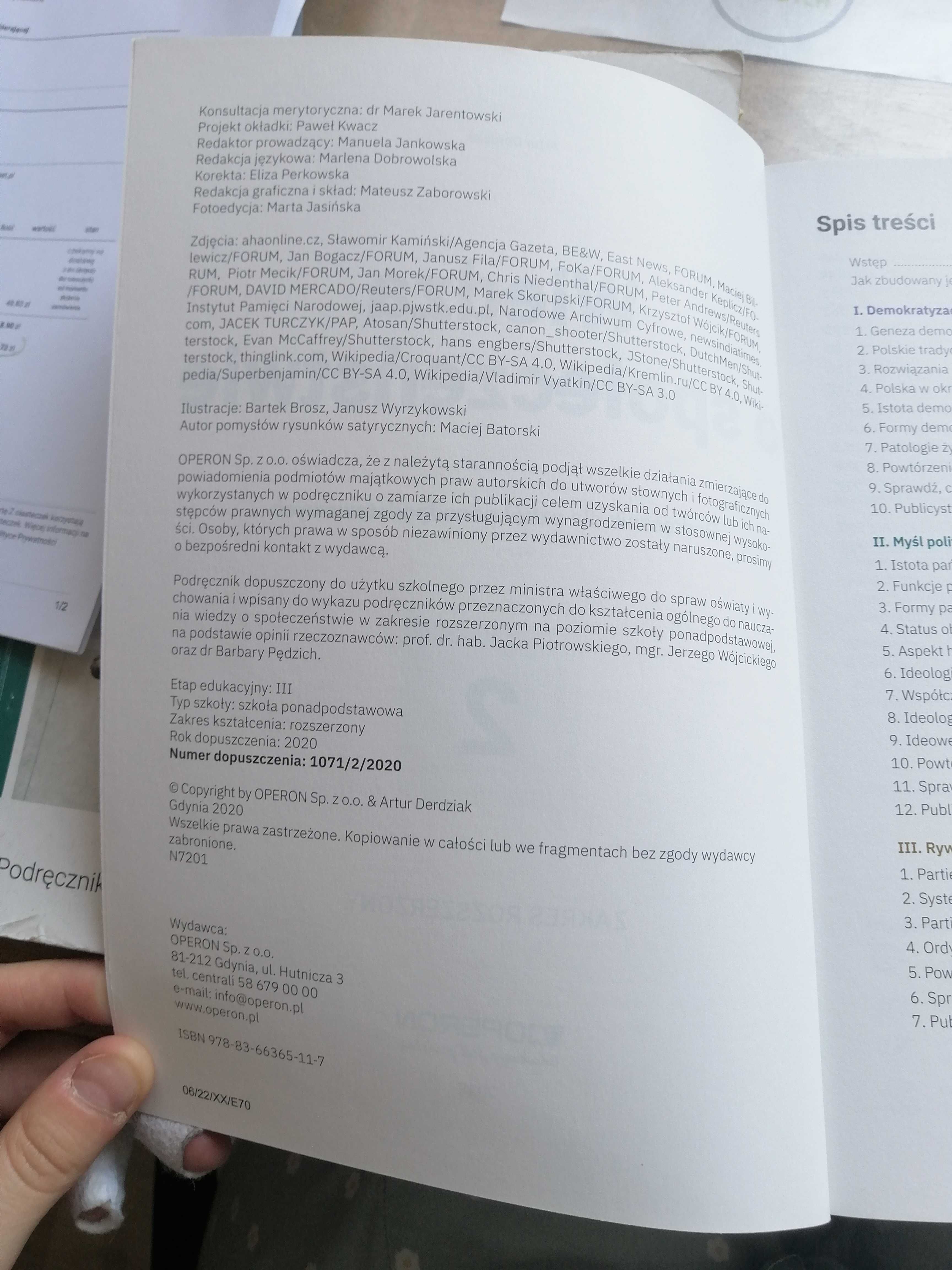 Podręcznik  ,, Wiedza o społeczeństwie" Operon, kl. 2 liceum i tech.