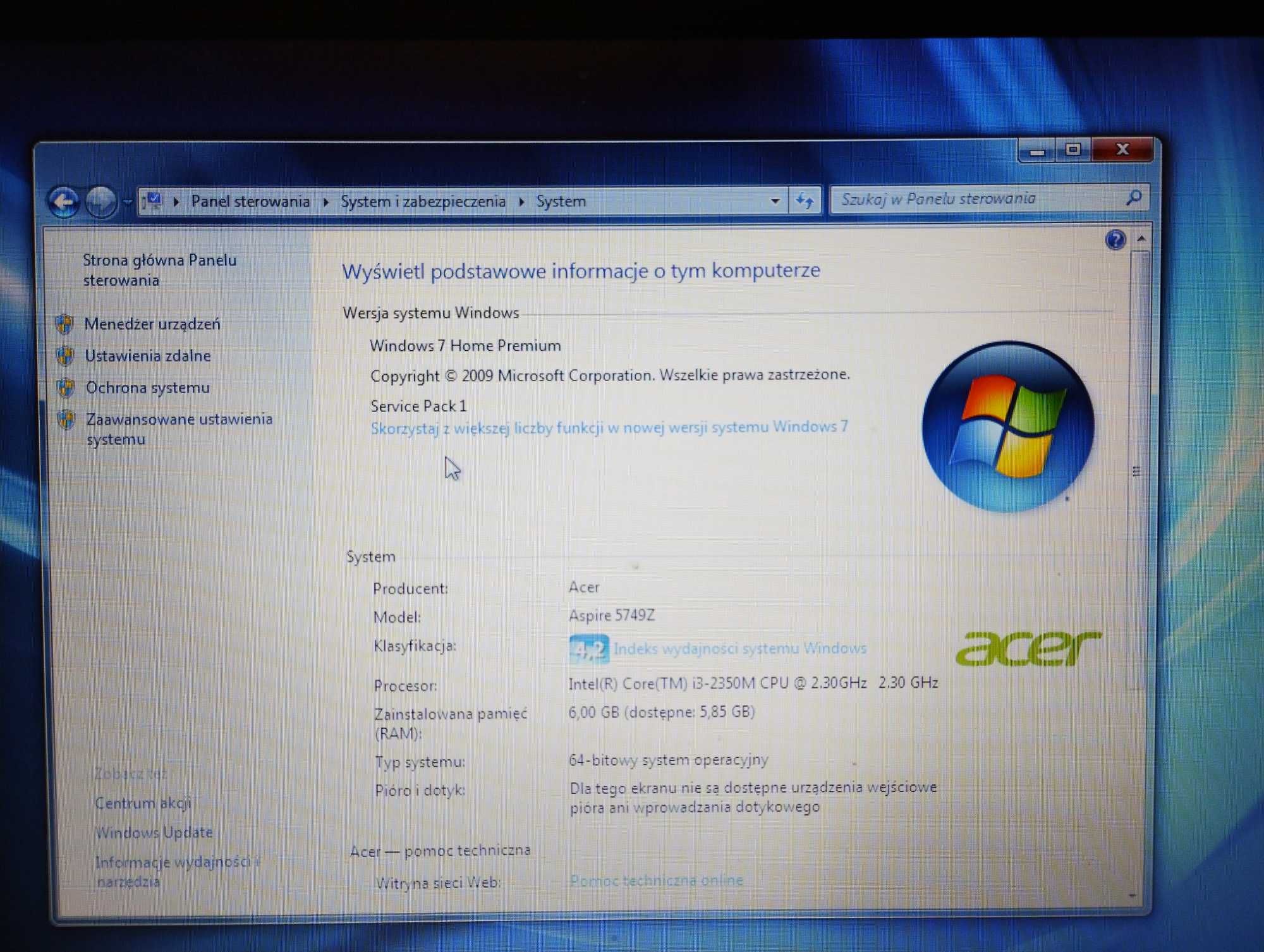 Acer Aspire 5749z 6gb 320gb