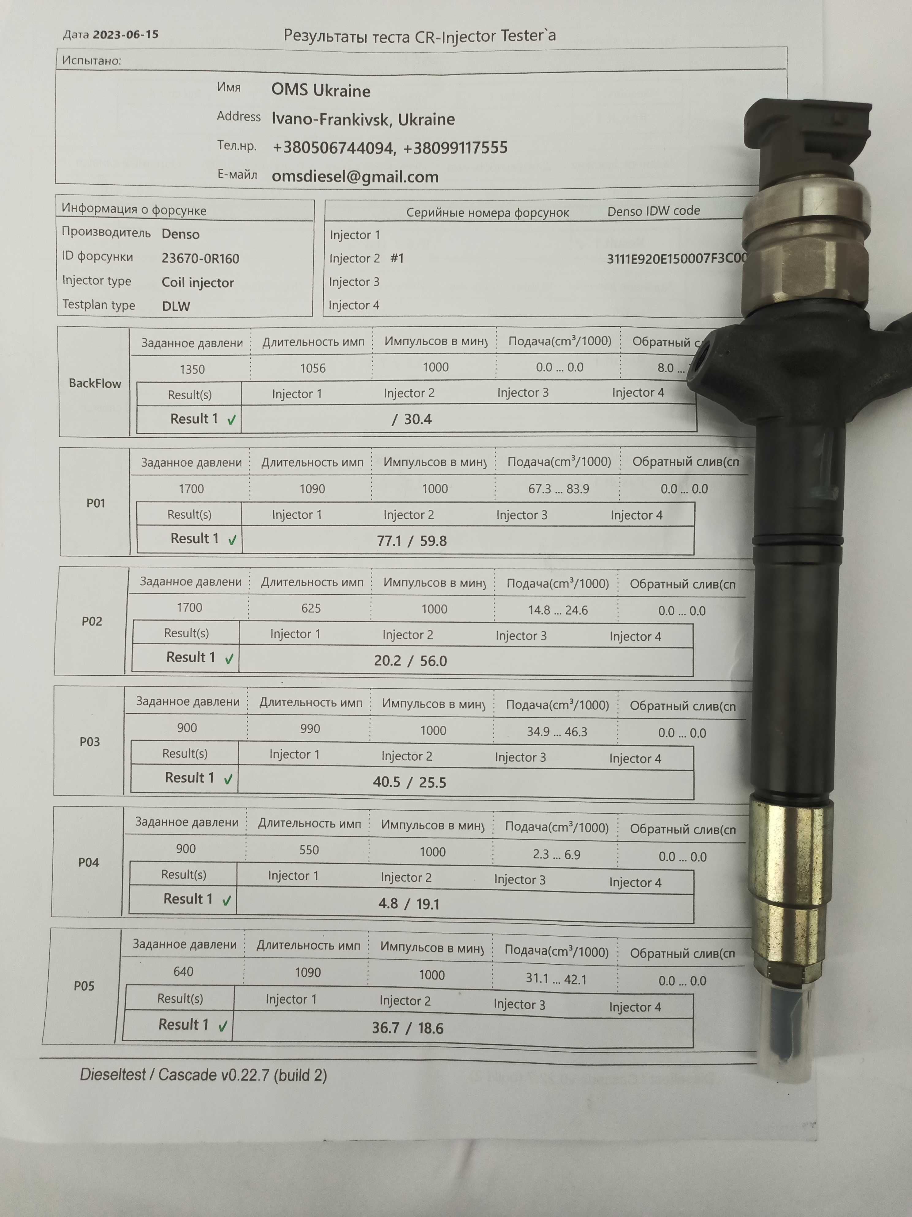 Форсунка тойота авенсіс 2.2 д4д 23670-0R160 форсунки  avensis 2.2 d4d